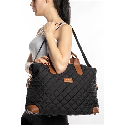 Cordura Su Geçirmez Kumaş Kapitoneli Omuz Askılı Kadın Spor Çanta Siyah