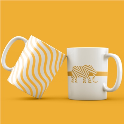 Fil Desenli İkili Set Kupa