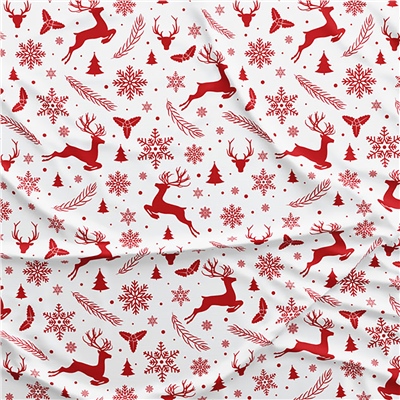 Vagonik Geyik Desenli Yılbaşı Masa Örtüsü