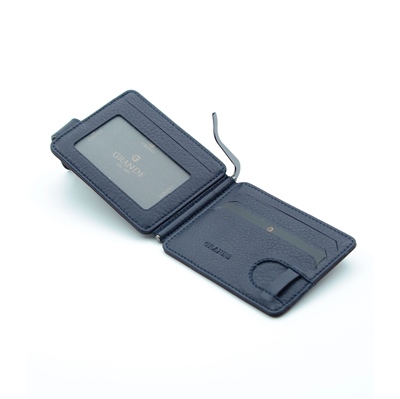 Grande  Hakiki Deri Çift Taraflı Çift Renkli Kağıt Para Koyma Aparatlı 1 Adet Kartlık Cüzdan - Laci/Mürdüm