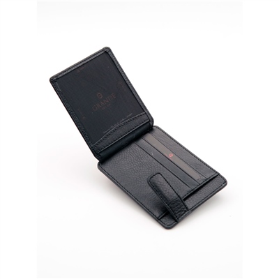 Grande Hakiki Deri Yatay Slim Mıknatıslı Kartlık - Siyah