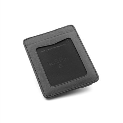 Grande Hakiki Deri Yatay Slim Mıknatıslı Kartlık - Siyah