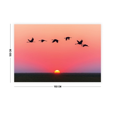 Vagonik Günbatımı ve Kırlangıç Sürüsü Duvar Örtüsü