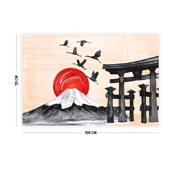 Vagonik Japon Dağ Manzarası Duvar Örtüsü