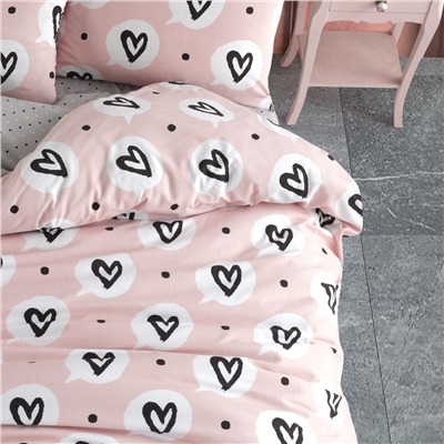 Vagonik Kalp Desenli Tek Kişilik Nevresim Takımı