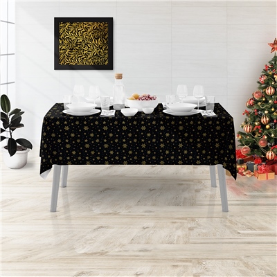 Vagonik Kar Tanesi Desenli Yılbaşı Masa Örtüsü