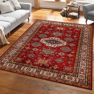 Klasik Afgan Türkmen Otantik Kilim Desenli Dijital Baskılı Halı Kaydırmaz Tabanlı Yıkanabilir Halı