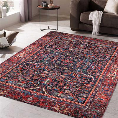 Klasik Afgan Türkmen Otantik Kilim Desenli Dijital Baskılı Halı Kaydırmaz Tabanlı Yıkanabilir Halı