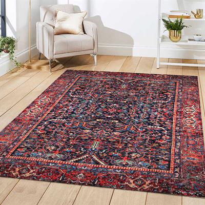 Klasik Afgan Türkmen Otantik Kilim Desenli Dijital Baskılı Halı Kaydırmaz Tabanlı Yıkanabilir Halı