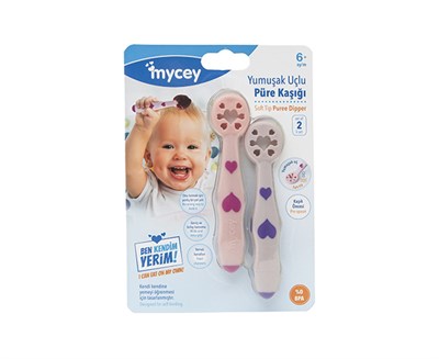 Mycey Yumuşak Uçlu Püre Kaşığı 2Li Pembe