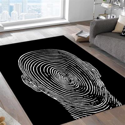 Optik İllüzyon Kozmik Psychedelic Desenli Dijital Baskılı Halı Kaydırmaz Tabanlı Yıkanabilir Halı