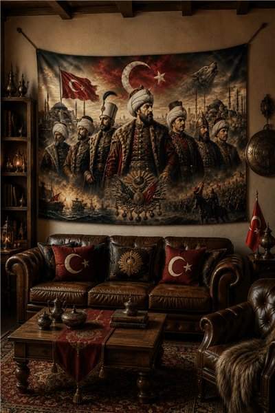 Osmanlı Padişahları Duvar Örtüsü  Afişi Kalın Kumaş 