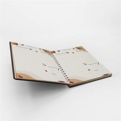 Özel Tasarım Ahşap Kapaklı Büyük Boy 160 Sayfa Yemek Tarif Defteri