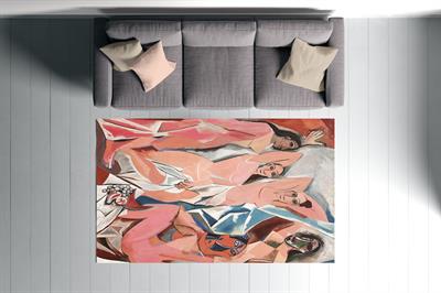 Pablo Picasso Avignonlu Kızlar Halısı Dijital Baskılı Halı Kaydırmaz Tabanlı Yıkanabilir Halı