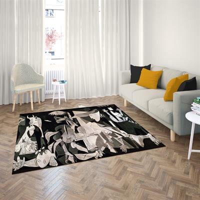 Pablo Picasso Guernica Halısı Dijital Baskılı Halı Kaydırmaz Tabanlı Yıkanabilir Halı