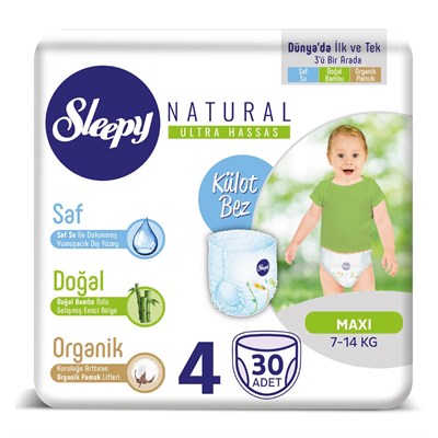Sleepy Natural Külot Bebek Bezi 4 Numara Maxi 30 Adet