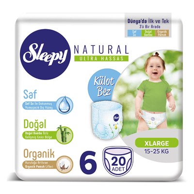 Sleepy Natural Külot Bebek Bezi 6 Numara XLarge 20 Adet