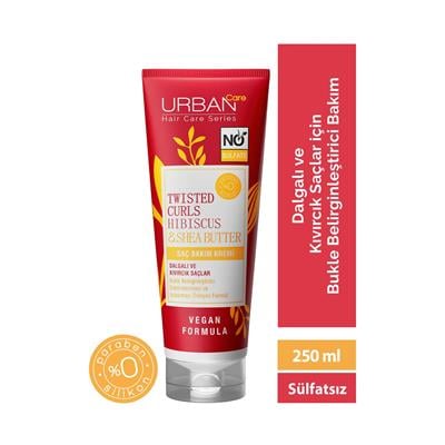 Urban Care Twisted Curls Hibiscus & Shea Butter Kıvırcık Ve Dalgalı Saçlara Özel Saç Bakım Kremi - Sülfatsız 250 ML
