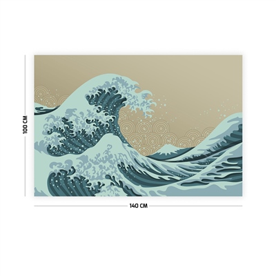 Vagonik Uzakdoğu Kanagawa Dalga Duvar Örtüsü