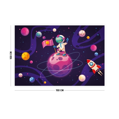 Vagonik Uzay Temalı Çocuk Odası Duvar Örtüsü