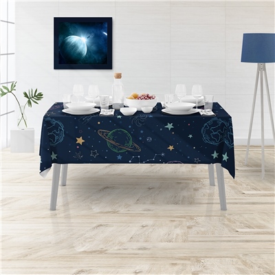 Vagonik Uzay ve Galaksi Desenli Masa Örtüsü