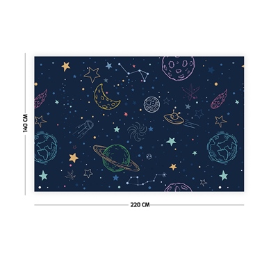 Vagonik Uzay ve Galaksi Desenli Masa Örtüsü