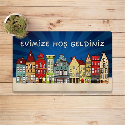 Vagonik Amsterdam Desenli Dijital Baskılı 50x70cm Dekoratif Çok Amaçlı Iç Ve Dış Kapı Paspası