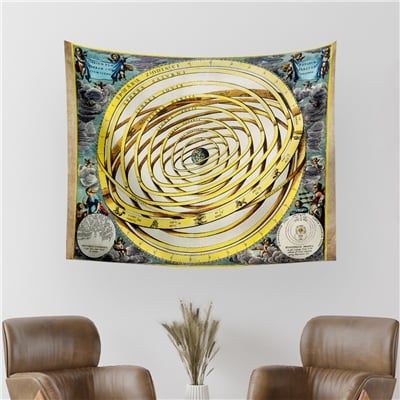 Vagonik Antik Dünya 1708 Gökbilim Haritası Duvar Örtüsü Halısı 70x90 cm