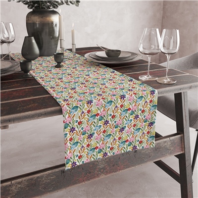 Vagonik Bahar Çiçeği Desenli Dijital Baskılı Runner 140x40 cm