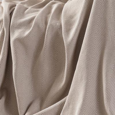 Vagonik Balık Sırtı Desenli Pamuk Pike Tek Kişilik Tv Battaniyesi 145x200cm Bej