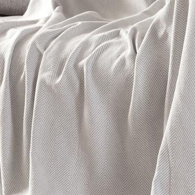 Vagonik Balık Sırtı Desenli Pamuk Pike Tek Kişilik Tv Battaniyesi 145x200cm Gri