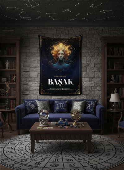 Vagonik Başak burcu Astroloji Temalı Mistik Desenli Duvar Örtüsü Tapestry Desen 462