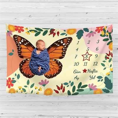 Vagonik Bebek Anı Örtüsü Yenidoğan Aylık Sonbahar Konsept Fotoğraf Çekim Örtüsü 150x100cm