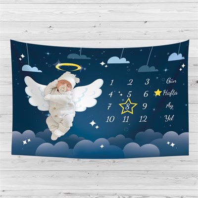 Vagonik Bebek Anı Örtüsü Yenidoğan Aylık Sonbahar Konsept Fotoğraf Çekim Örtüsü 150x100cm