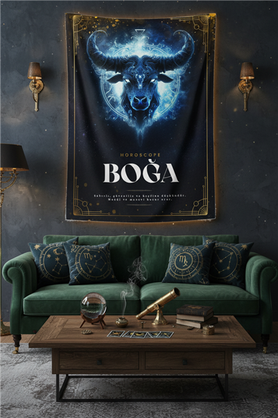 Vagonik Boğa burcu Astroloji Temalı Mistik Desenli Duvar Örtüsü Tapestry Desen 472