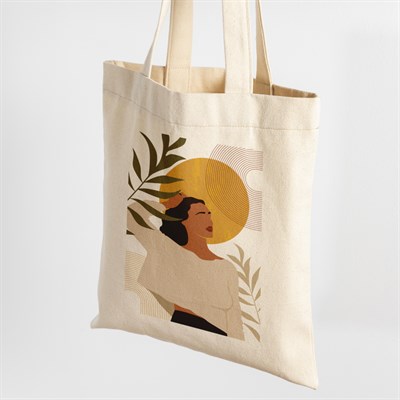 Vagonik Bohem Kadın Baskılı Ham Bez Kanvas Çanta 240 Gr.