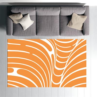 Vagonik Bohem Turuncu Dalga İskandinav Desenli Dijital Baskılı Halı Kaydırmaz Tabanlı Yıkanabilir Halı