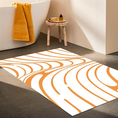Vagonik Bohem Turuncu Dalga İskandinav Desenli Dijital Baskılı Halı Kaydırmaz Tabanlı Yıkanabilir Halı