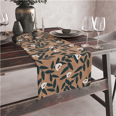 Vagonik Çiçek Desenli Dijital Baskılı Runner 140x40 cm