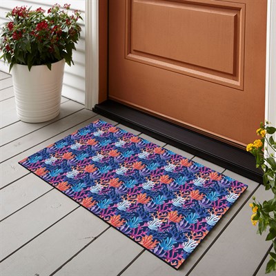 Vagonik Deniz Yaz Desenli Dijital Baskılı 50x70cm Dekoratif Çok Amaçlı Iç Ve Dış Kapı Paspası