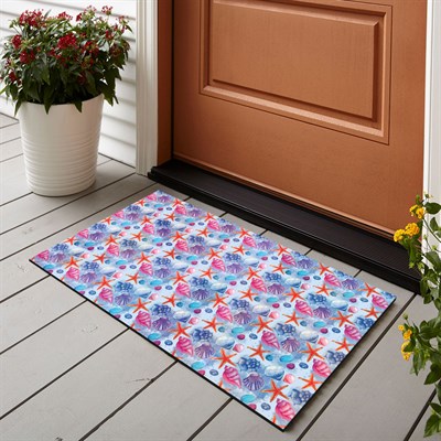 Vagonik Deniz Yaz Desenli Dijital Baskılı 50x70cm Dekoratif Çok Amaçlı Iç Ve Dış Kapı Paspası