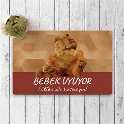 Vagonik Garfield Bebek Uyuyor Dijital Baskılı 50x70cm Dekoratif Çok Amaçlı Iç Ve Dış Kapı Paspası