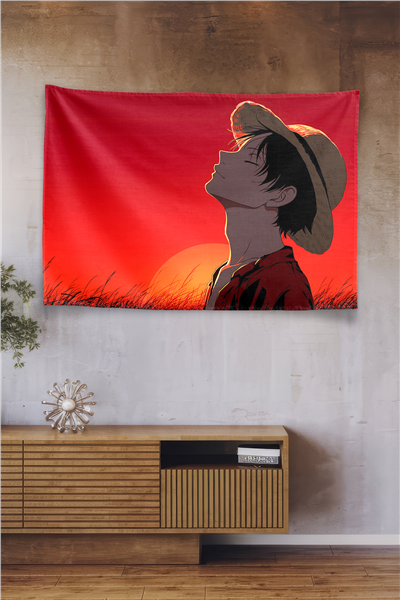 Vagonik Epic Luffy One Piece Sunset Anime Duvar Örtüsü Tapestry