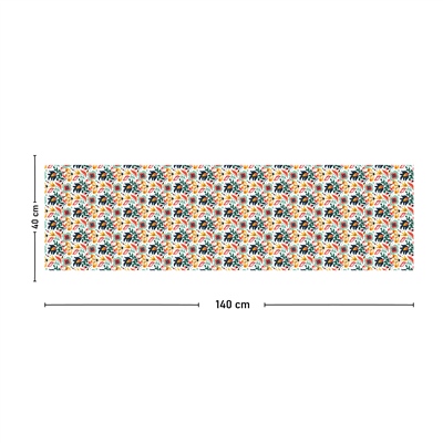 Vagonik Etnik Çiçek Desenli Dijital Baskılı Runner 140x40 cm