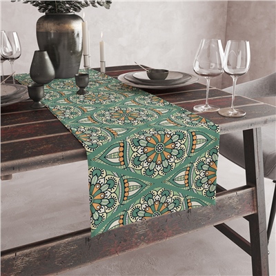 Vagonik Etnik Desenli Dijital Baskılı Runner 140x40 cm