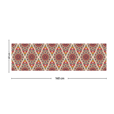 Vagonik Etnik Desenli Dijital Baskılı Runner 140x40 cm