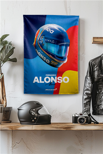 Vagonik F1 Temalı Alonso Kask Duvar Örtüsü Halısı