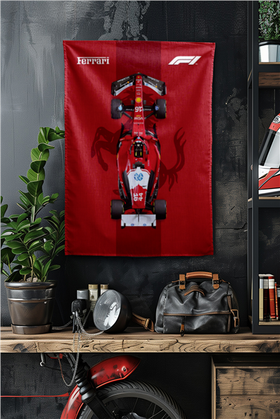 Vagonik F1 Temalı Ferrari Duvar Örtüsü Halısı