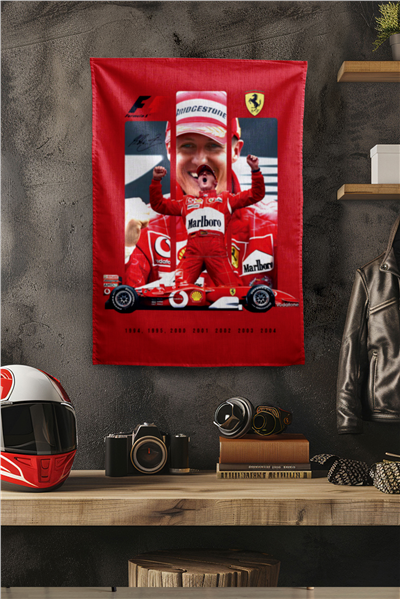 Vagonik F1 Temalı Schumacher Duvar Örtüsü Halısı