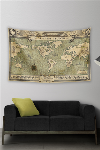 Vagonik Fantastik Canavarlar Mappa Mundi Duvar Örtüsü Halısı